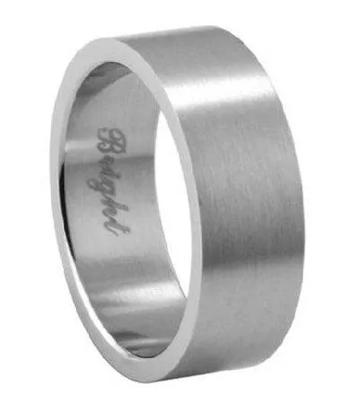 Men's Stainless Steel Wedding Ring with Flat Face and Brushed Finish | 7.2mm