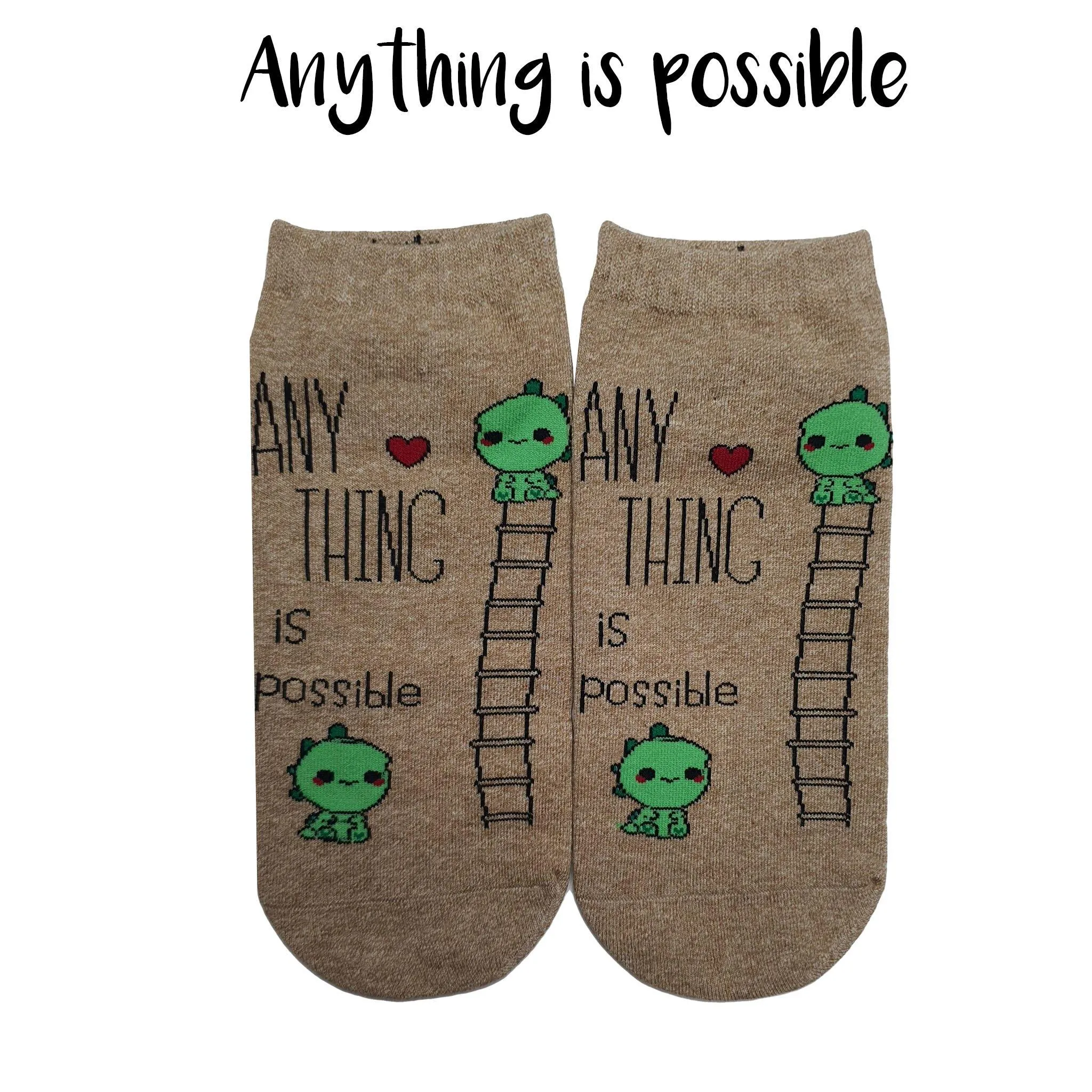 Motivational Quote Series " Anything is possible " Casual Ankle Socks