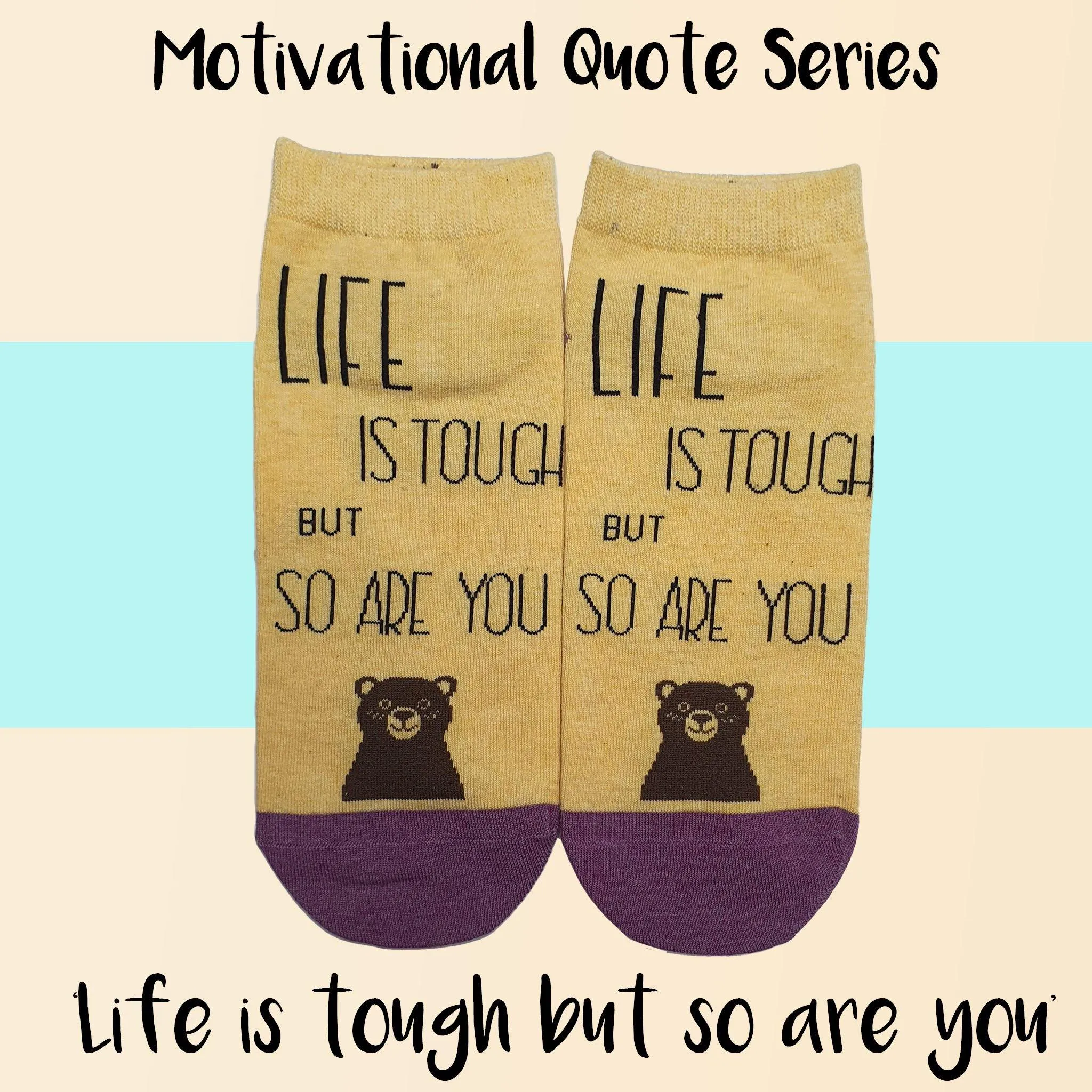 Motivational Quote Series " Life is tough but so are you " Casual Ankle Socks