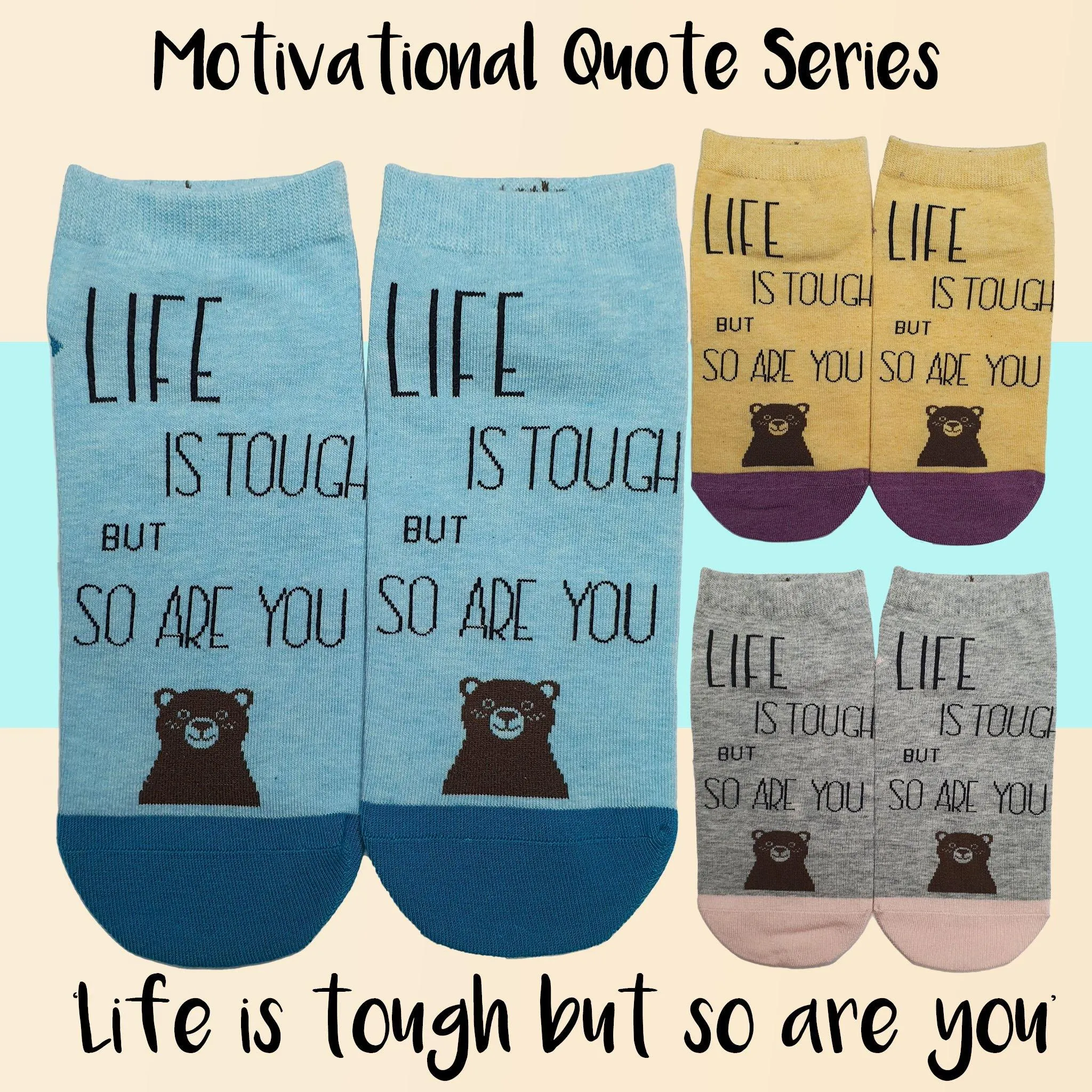 Motivational Quote Series " Life is tough but so are you " Casual Ankle Socks