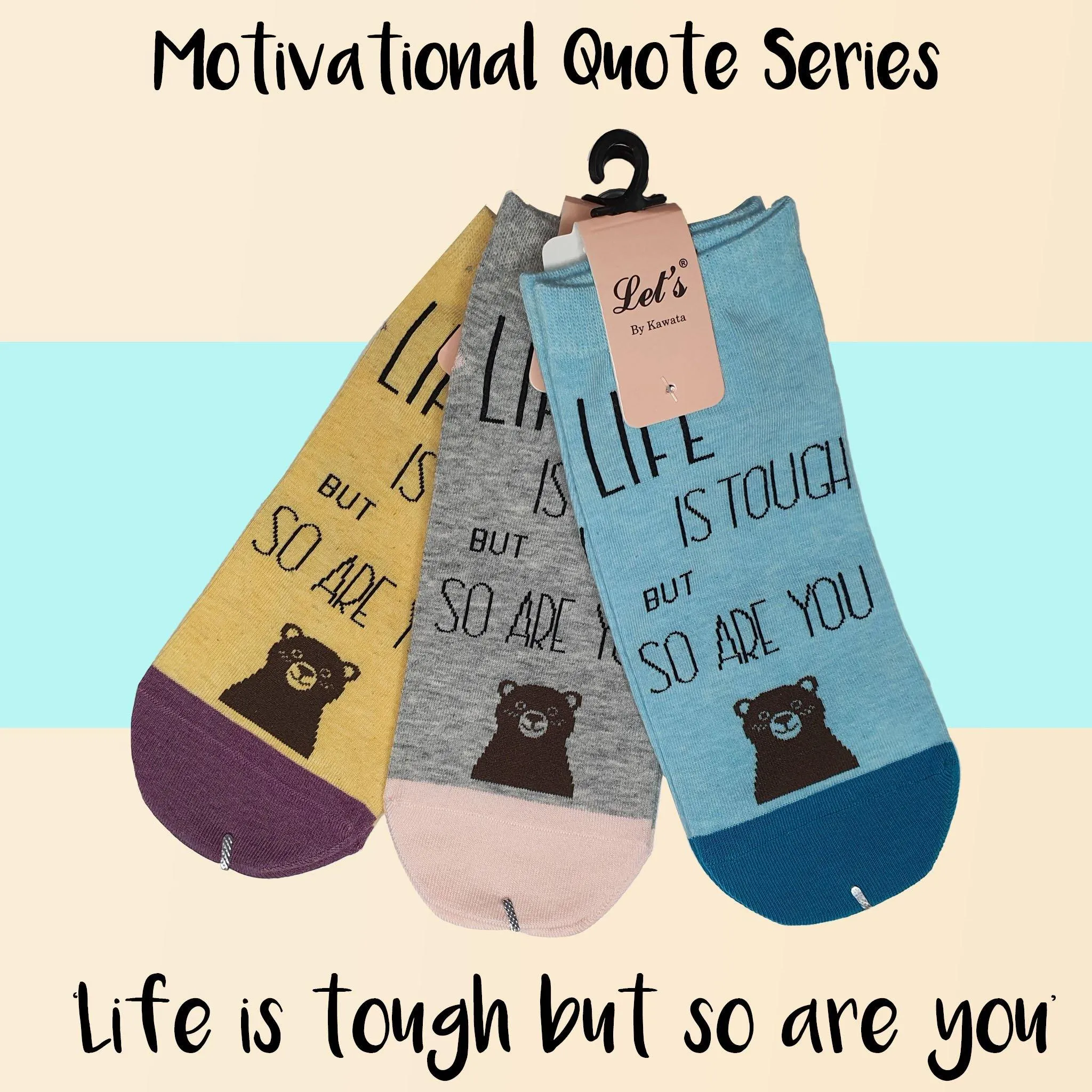 Motivational Quote Series " Life is tough but so are you " Casual Ankle Socks