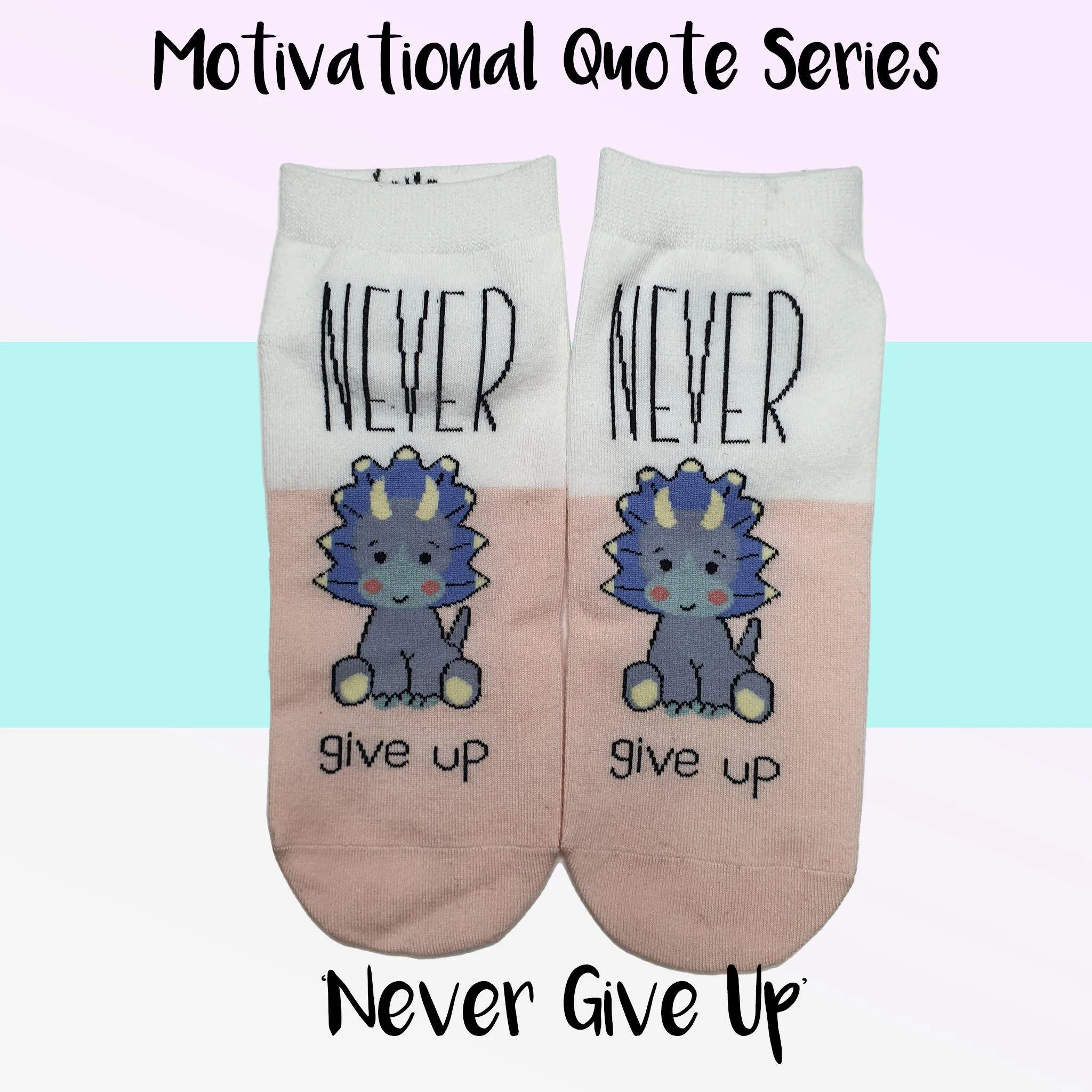 Motivational Quote Series " Never Give Up " Casual Ankle Socks