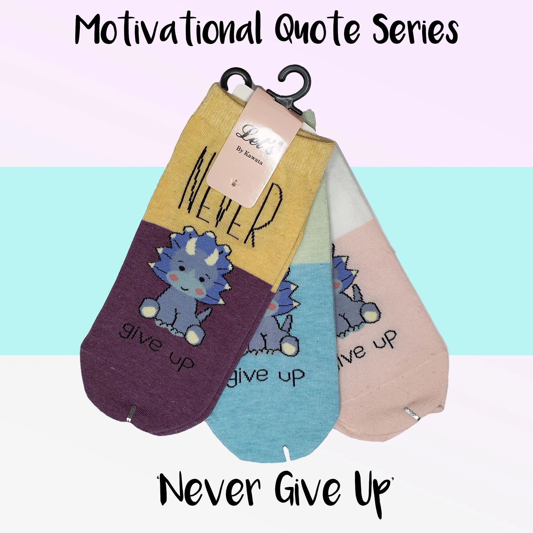 Motivational Quote Series " Never Give Up " Casual Ankle Socks