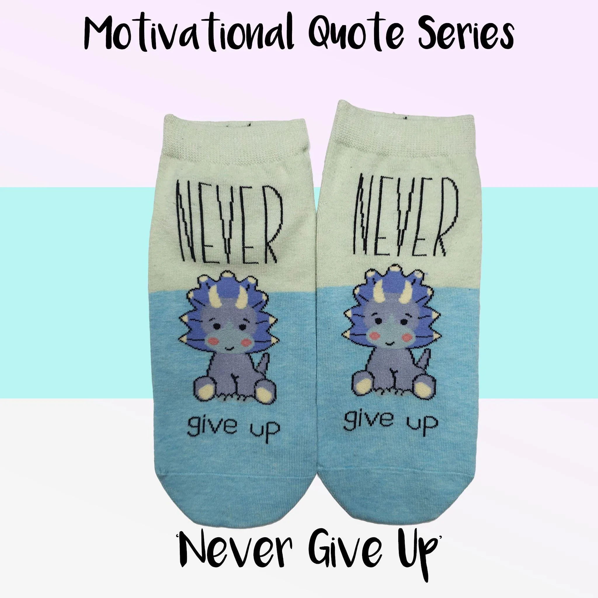 Motivational Quote Series " Never Give Up " Casual Ankle Socks