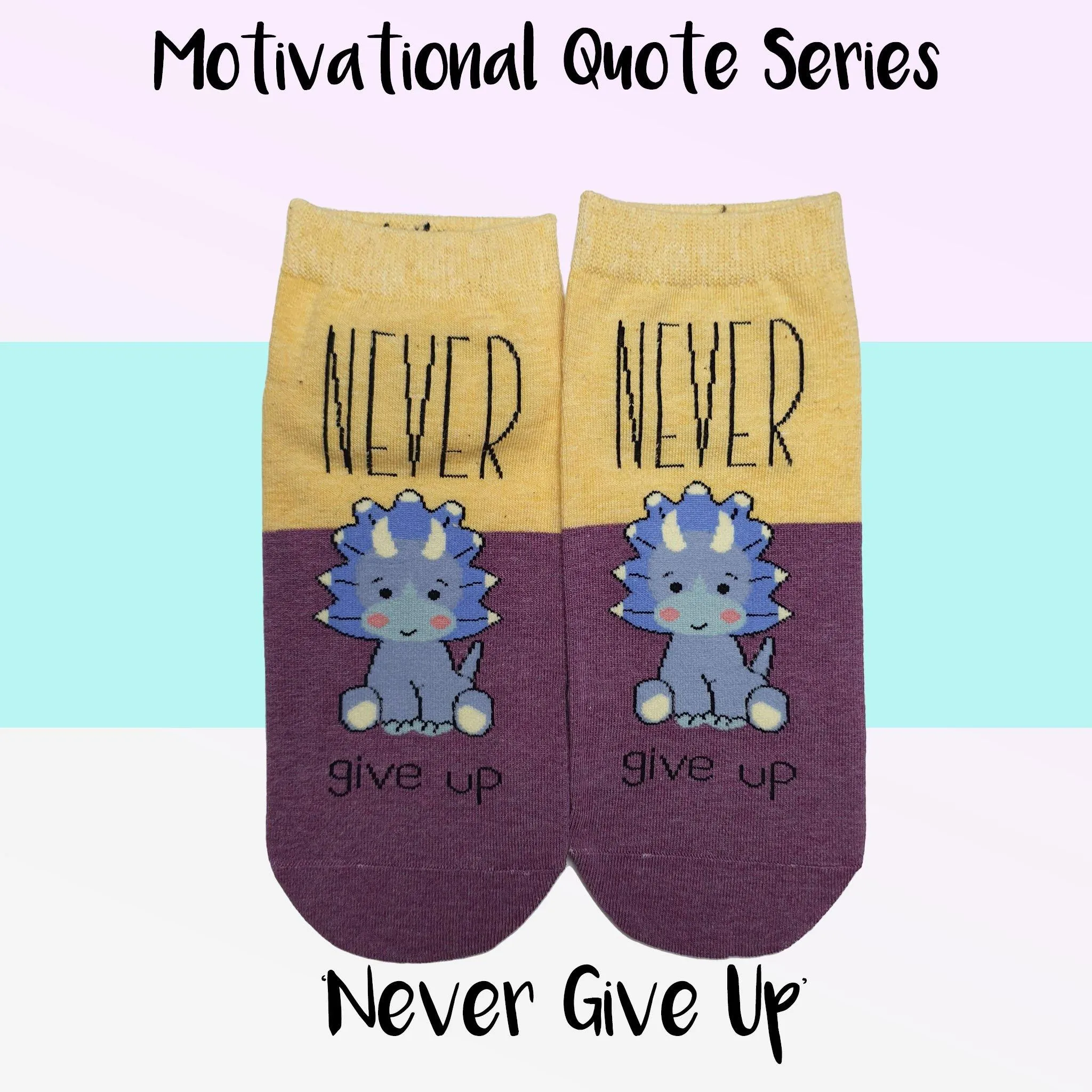 Motivational Quote Series " Never Give Up " Casual Ankle Socks