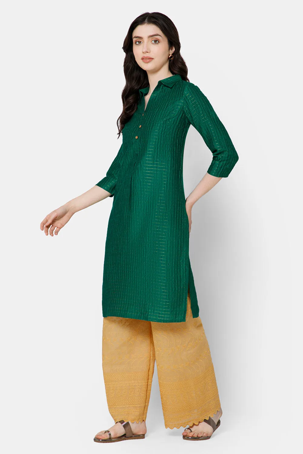 Mythri Women's Kurthi Anarkali Casual wear - Green - KU65