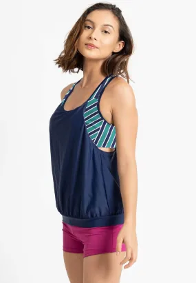 Overlay Blouson Tankini Top | Athleiswim™ | S - L