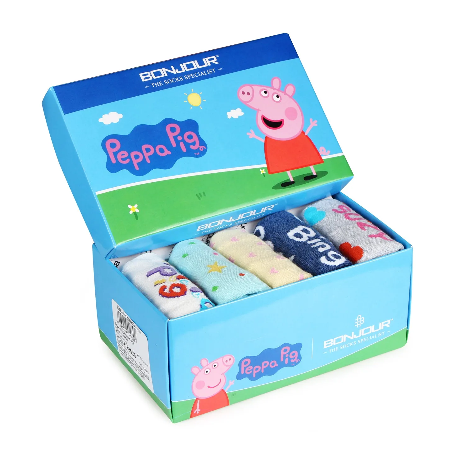 Peppa Pig Anklet Socks for Kids- Pack of 5