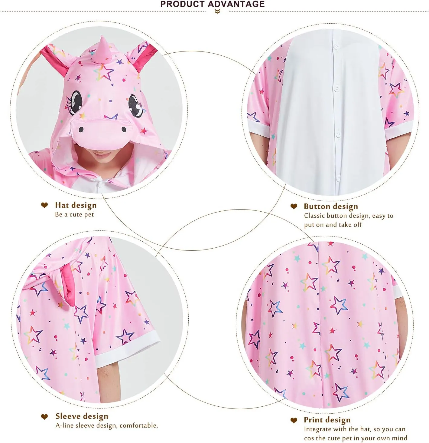 Pink Star Unicorn Kids Summer Onesie