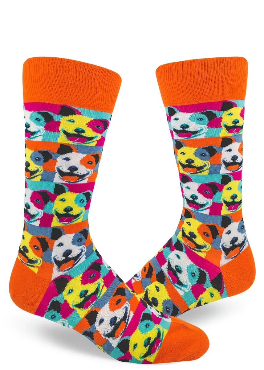 Pop Art Pitbull Men's Crew Socks