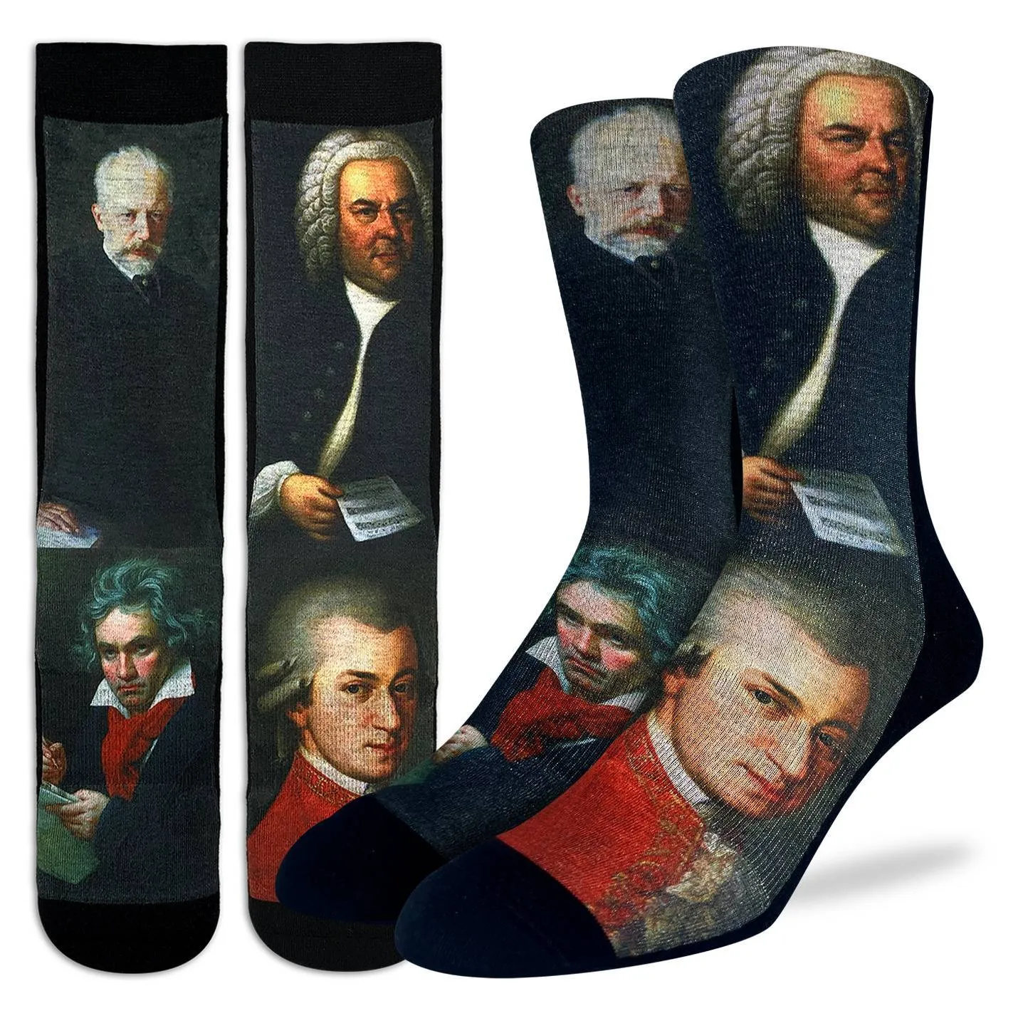 "Classical Music Composers" Cotton Crew Socks by Good Luck Sock - Large