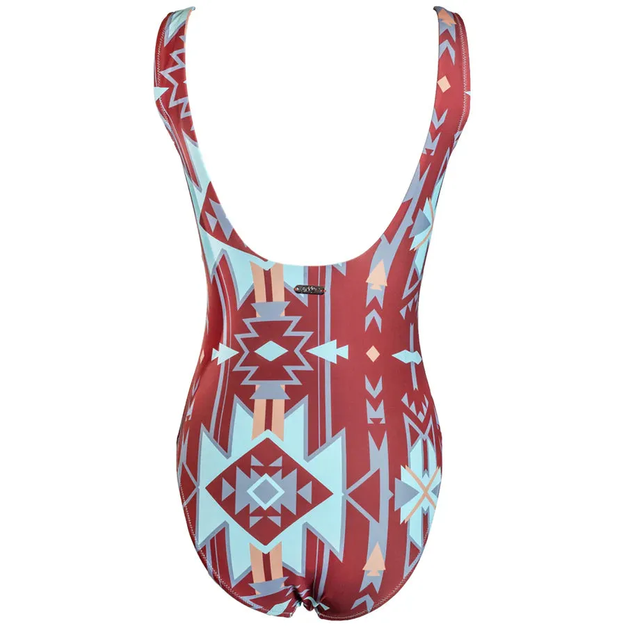 "THE OLLIE" ONE PIECE SWIMSUIT RUST/AZTEC