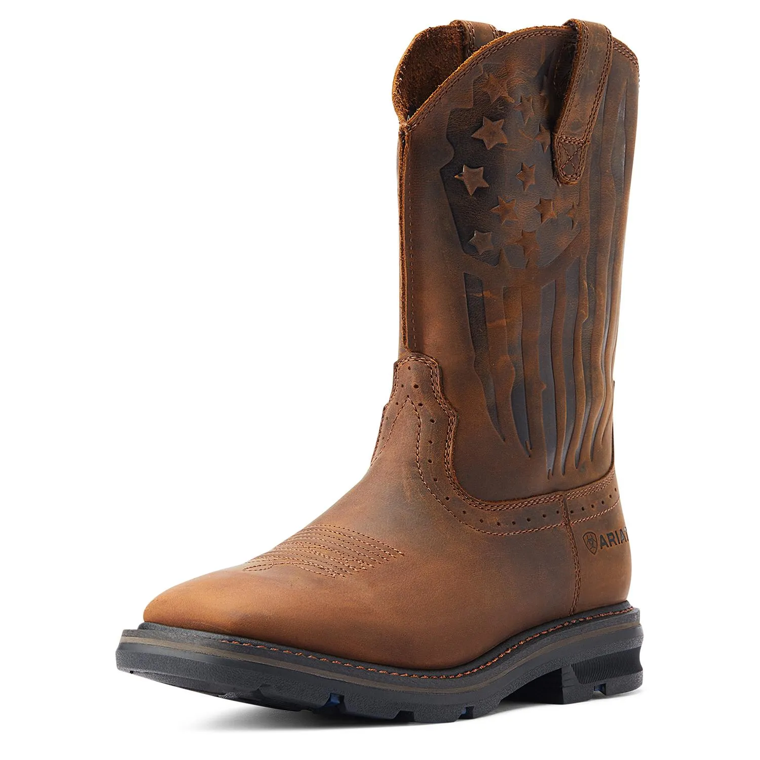 Sierra Shock Shield Patriot Work Boot Distressed Brown