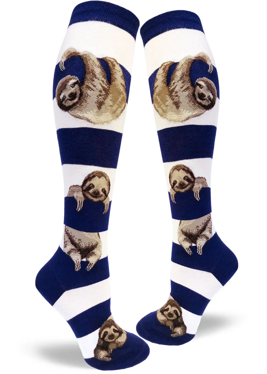 Sloth Stripe Knee Socks