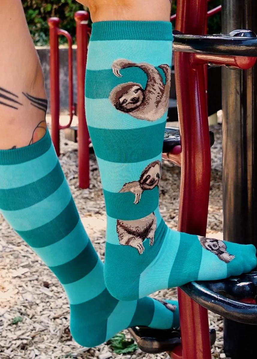 Sloth Stripe Knee Socks