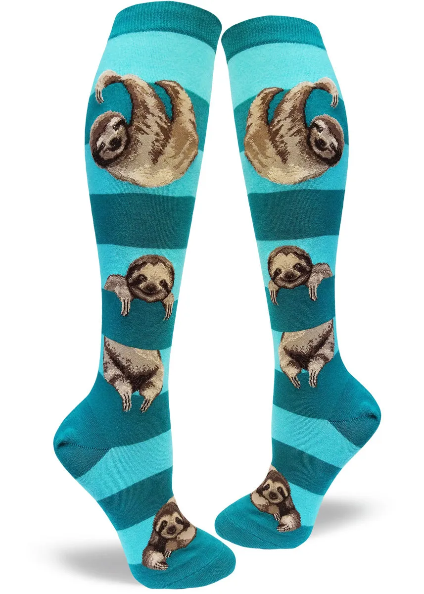 Sloth Stripe Knee Socks