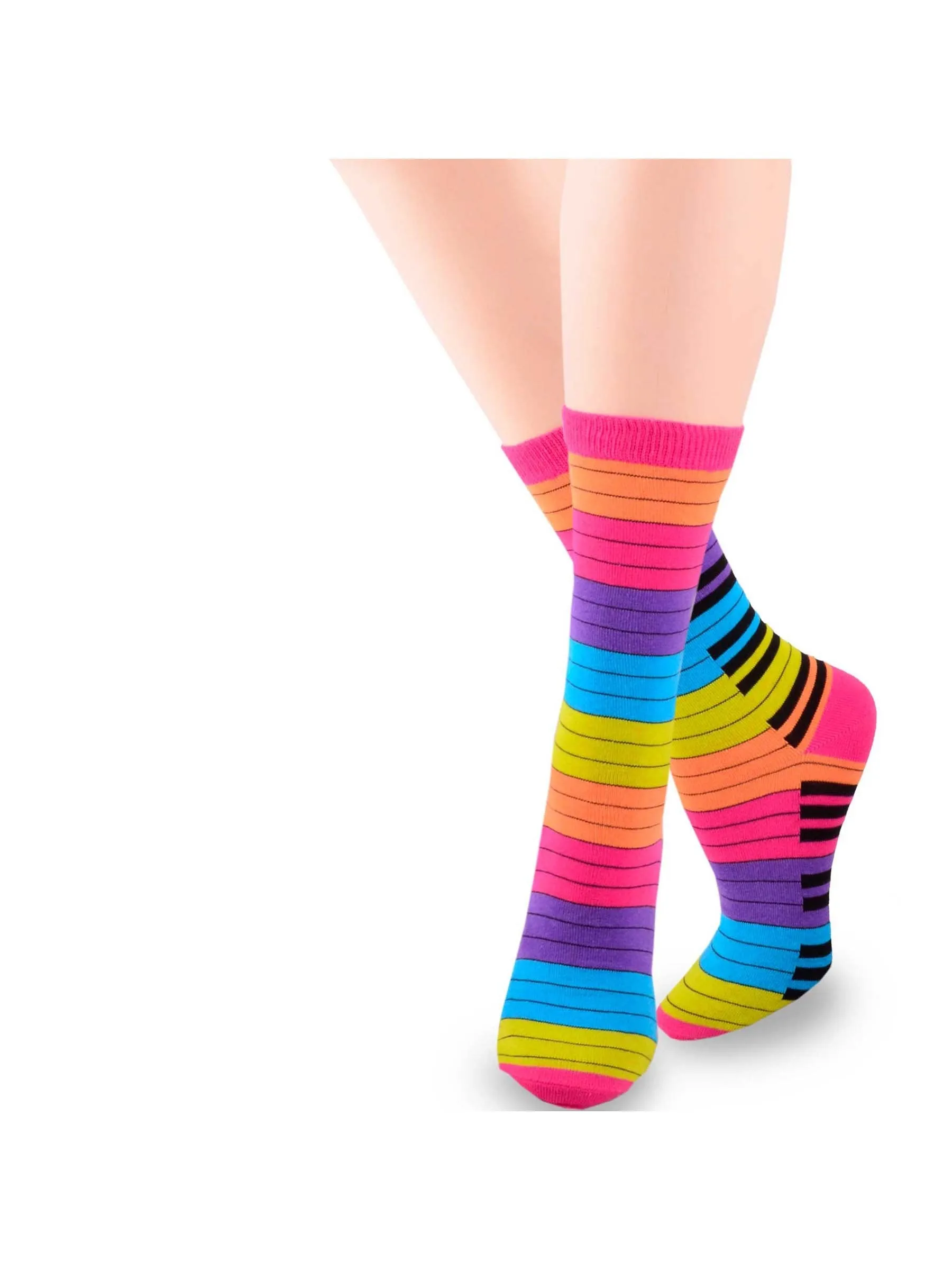 TeeHee Socks Women's Novelty Cotton Crew Piano Key 3-Pack (10934)