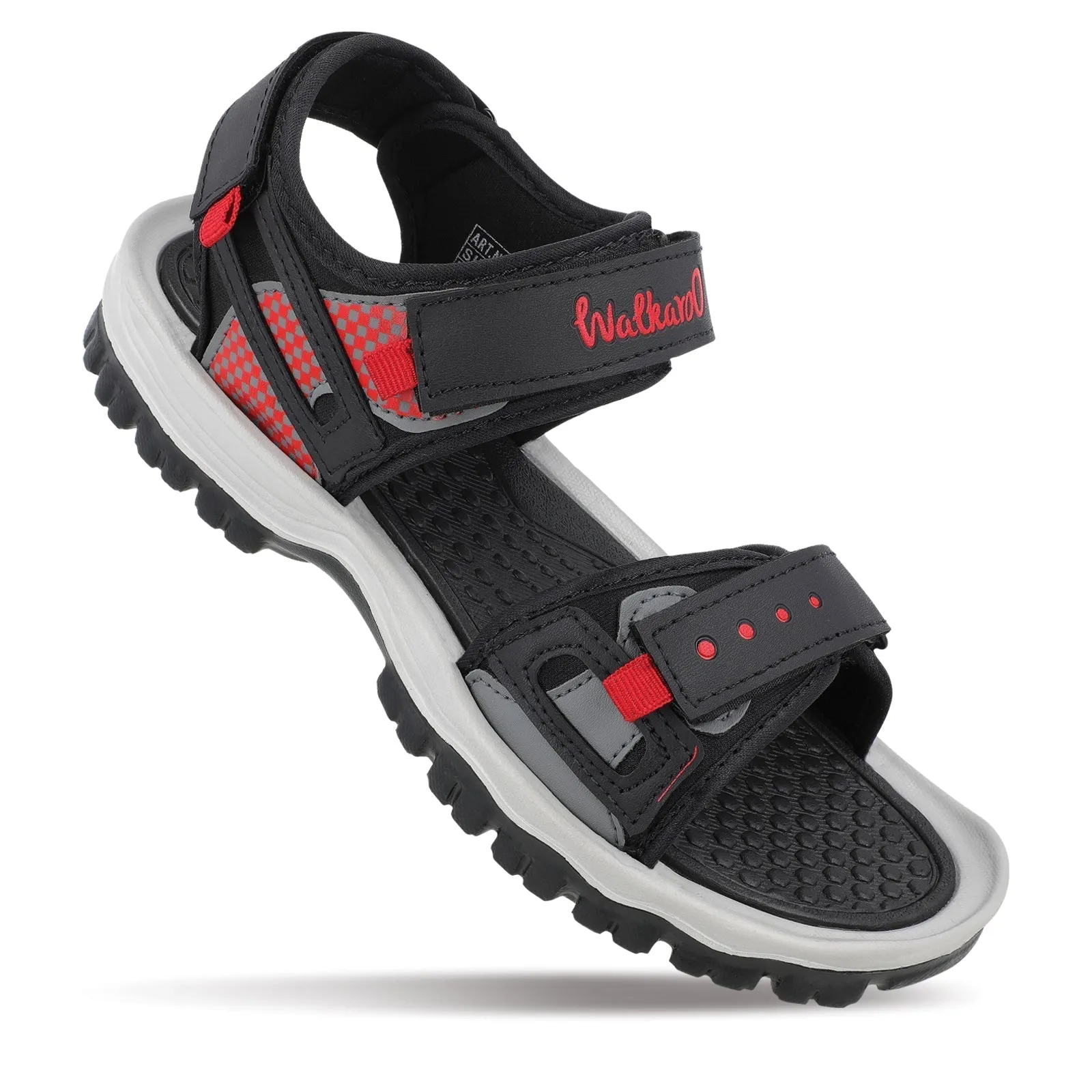 Walkaroo Men Sandals  - WC4417 Black Red