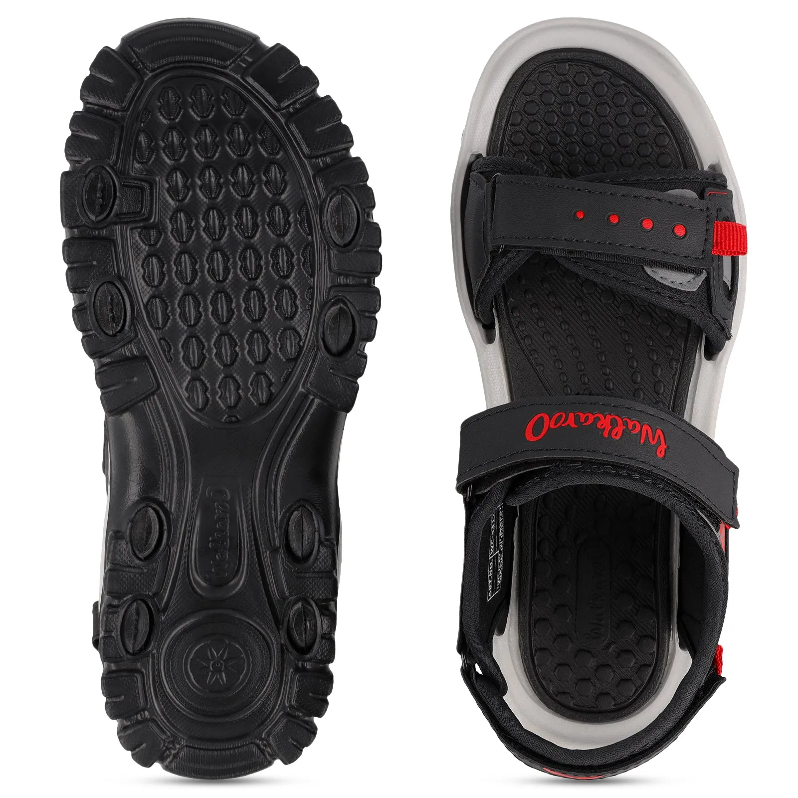 Walkaroo Men Sandals  - WC4417 Black Red