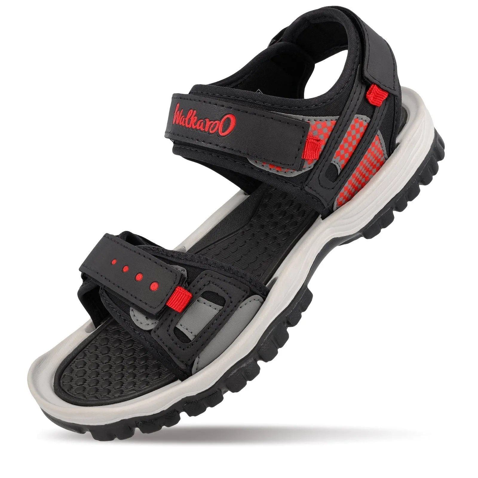 Walkaroo Men Sandals  - WC4417 Black Red