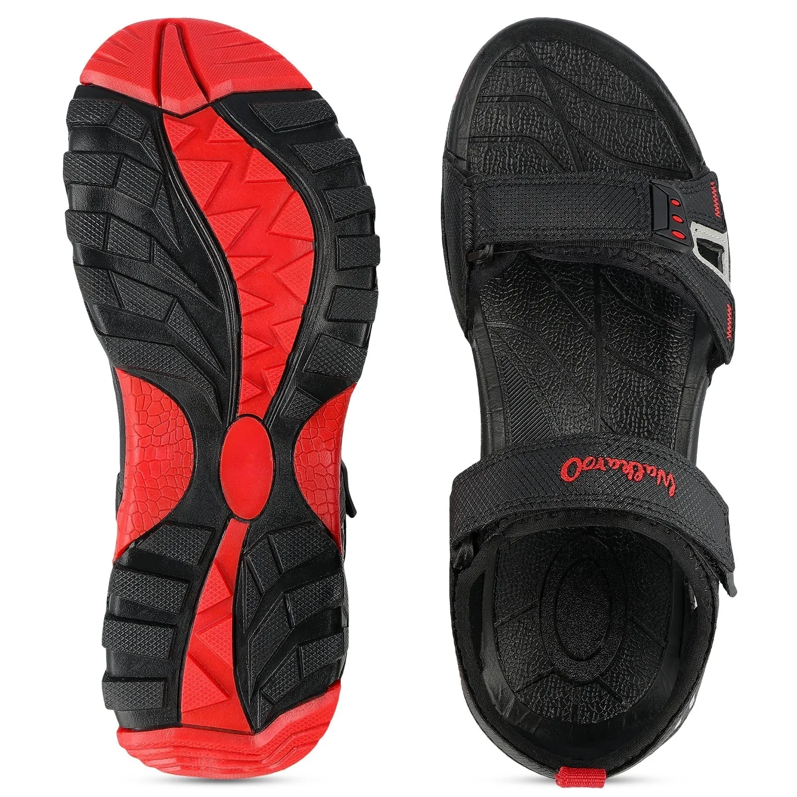 Walkaroo Men Sandals  - WC4426 Black Red