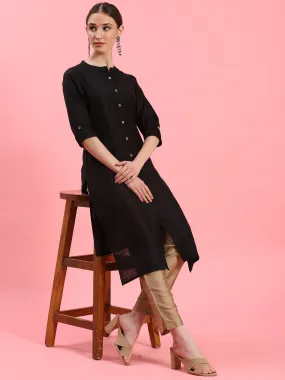 Women Black Solid Kurta