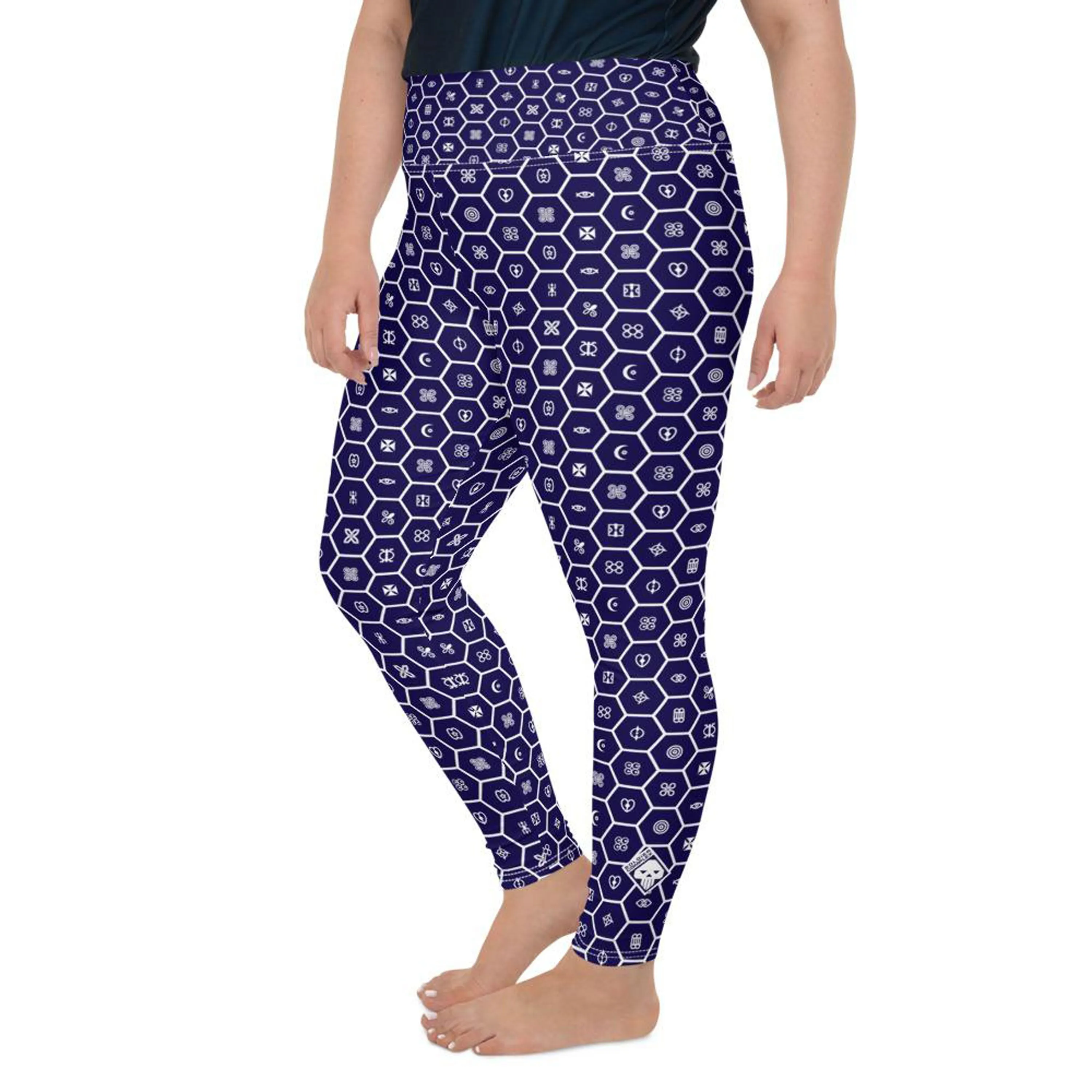 Women's African Print Adinkra Plus Size Yoga Pants Workout Leggings For Jiu Jitsu 001