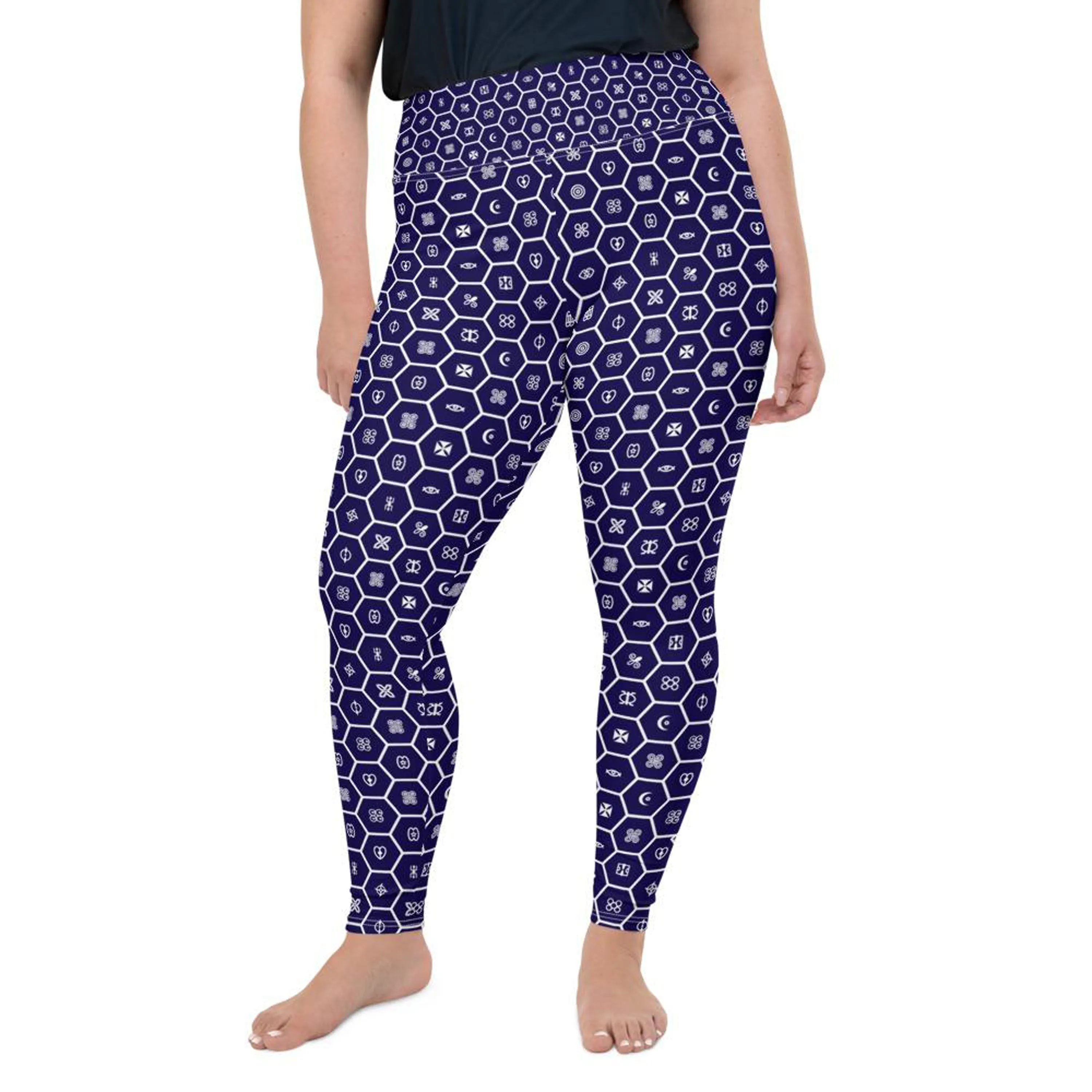 Women's African Print Adinkra Plus Size Yoga Pants Workout Leggings For Jiu Jitsu 001