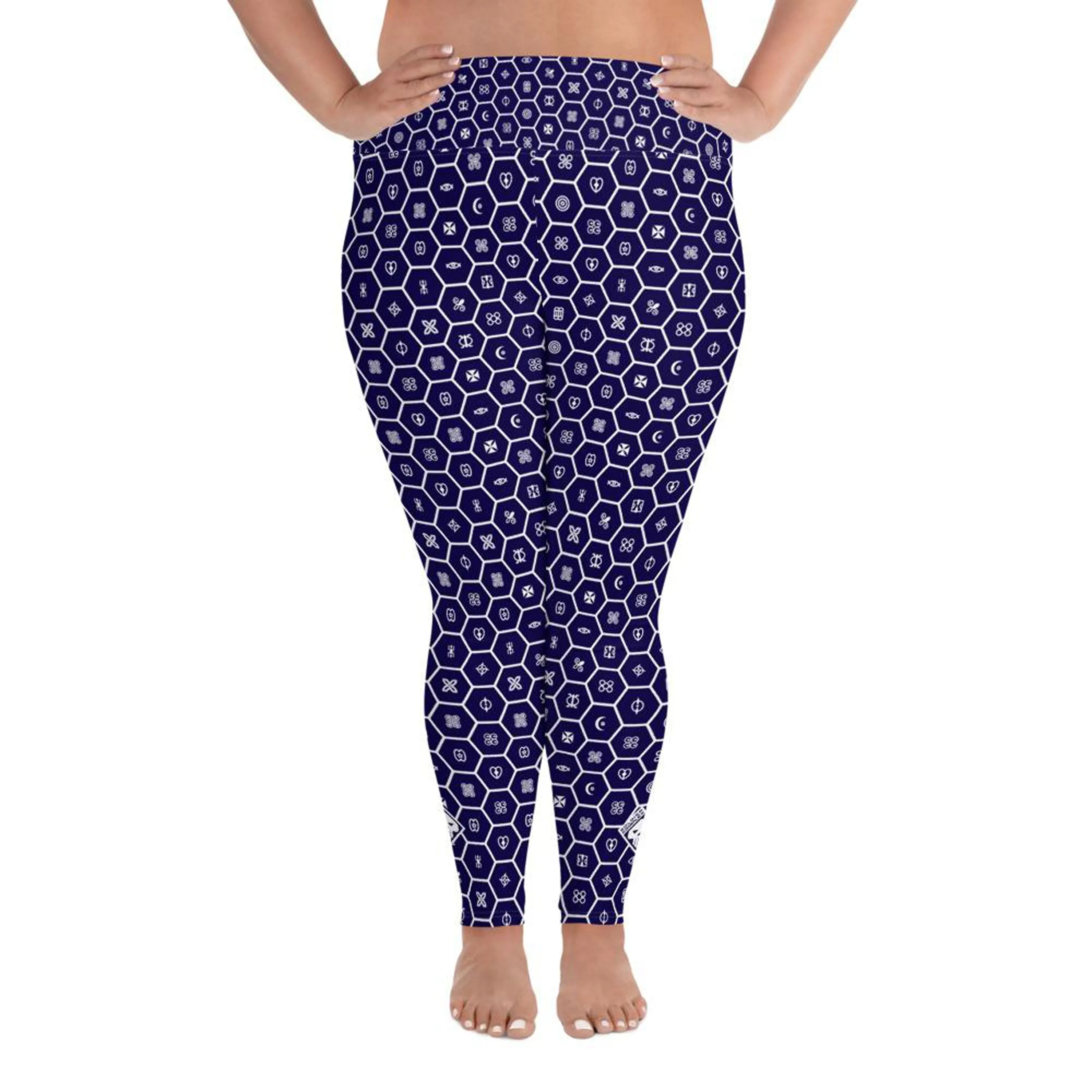 Women's African Print Adinkra Plus Size Yoga Pants Workout Leggings For Jiu Jitsu 001